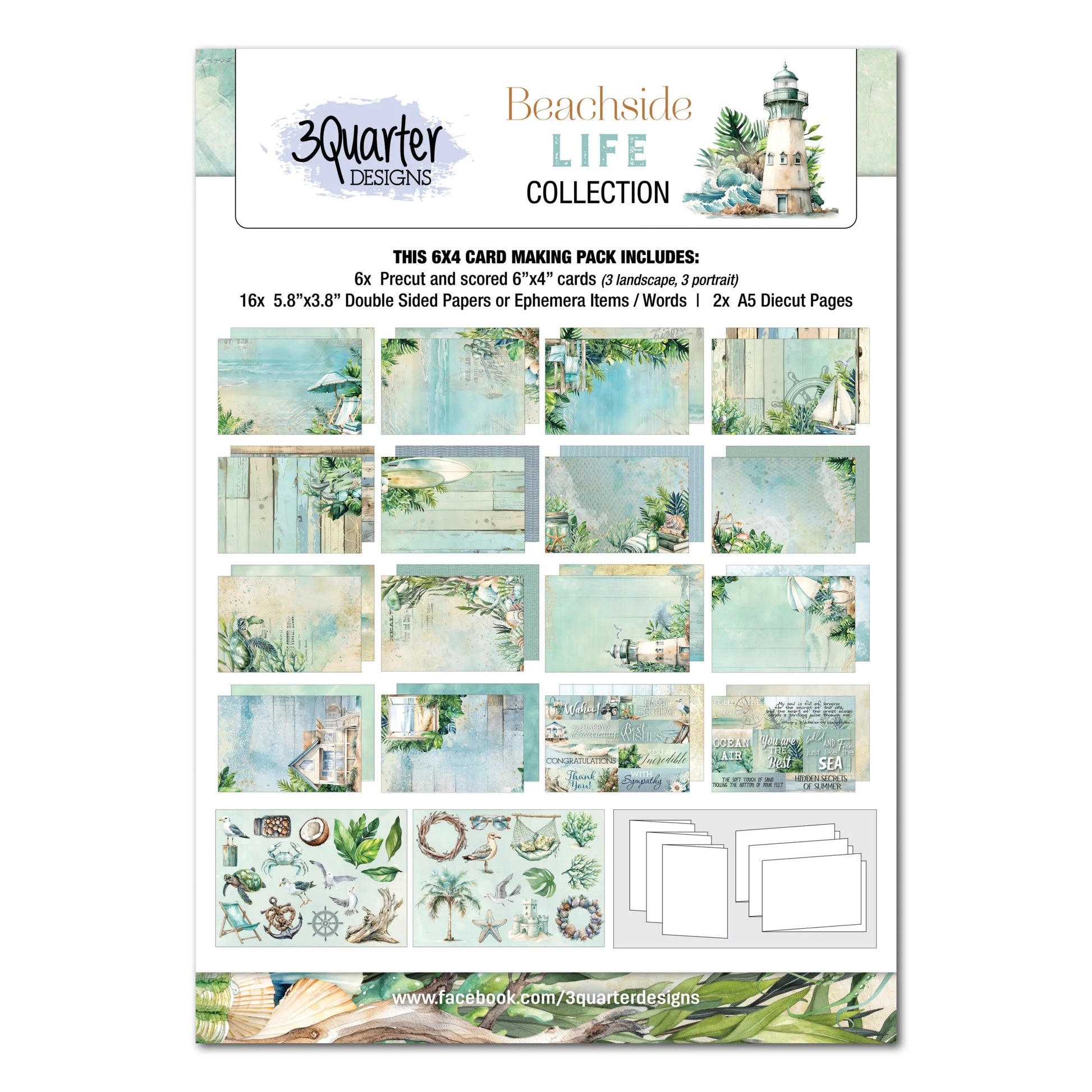 3 Quarter Designs - Beachside Life Collection 6x4 Card Pack