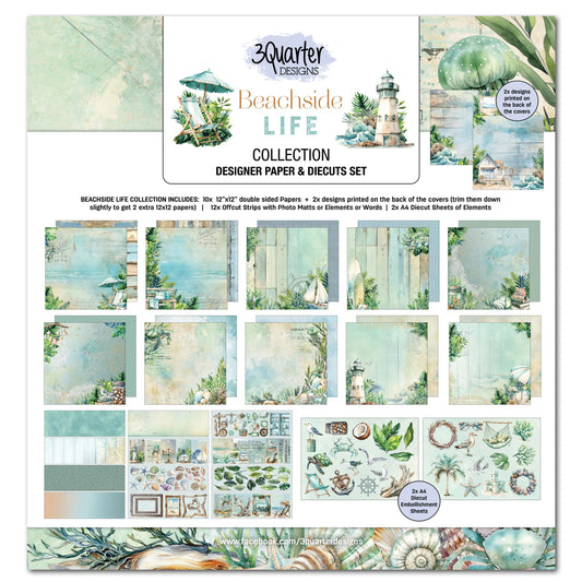 3 Quarter Designs - Beachside Life Collection Designer Paper & Diecuts Set
