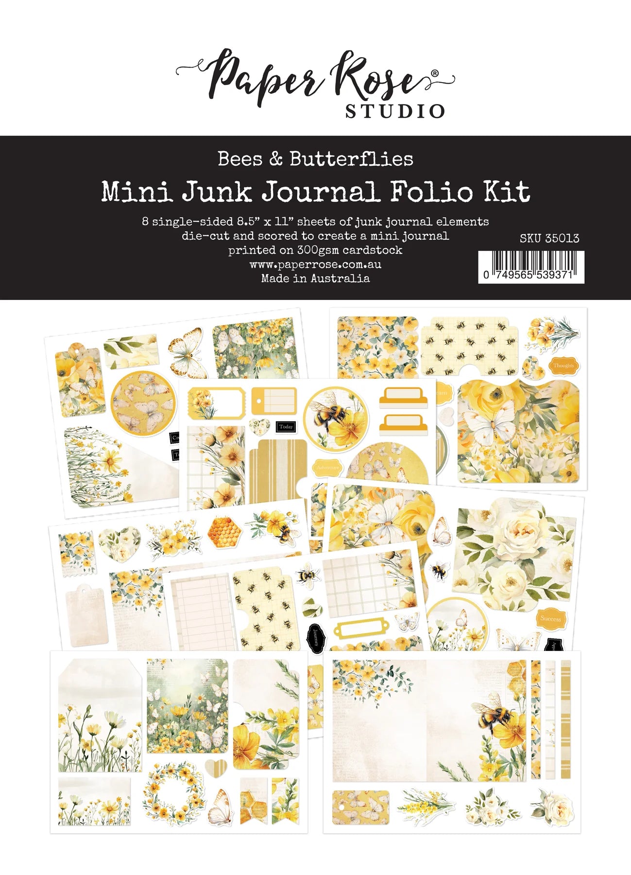 Paper Rose - Mini Junk Journal Folio Kit - Bees & Butterflies