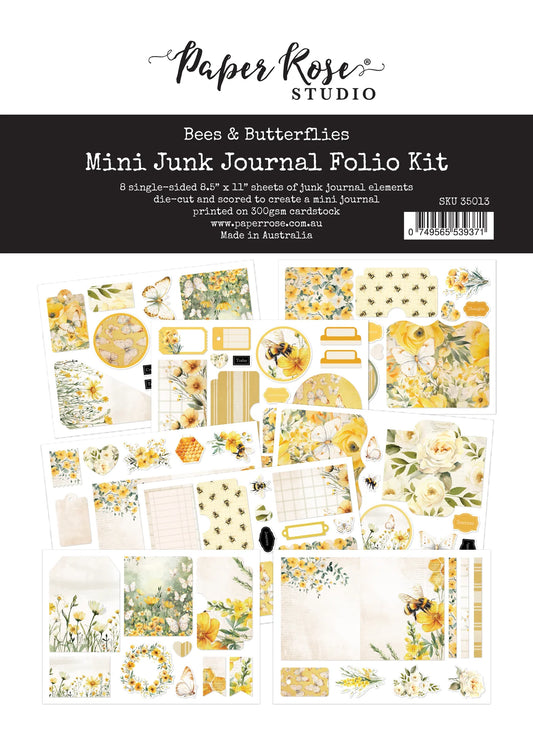Paper Rose - Mini Junk Journal Folio Kit - Bees & Butterflies
