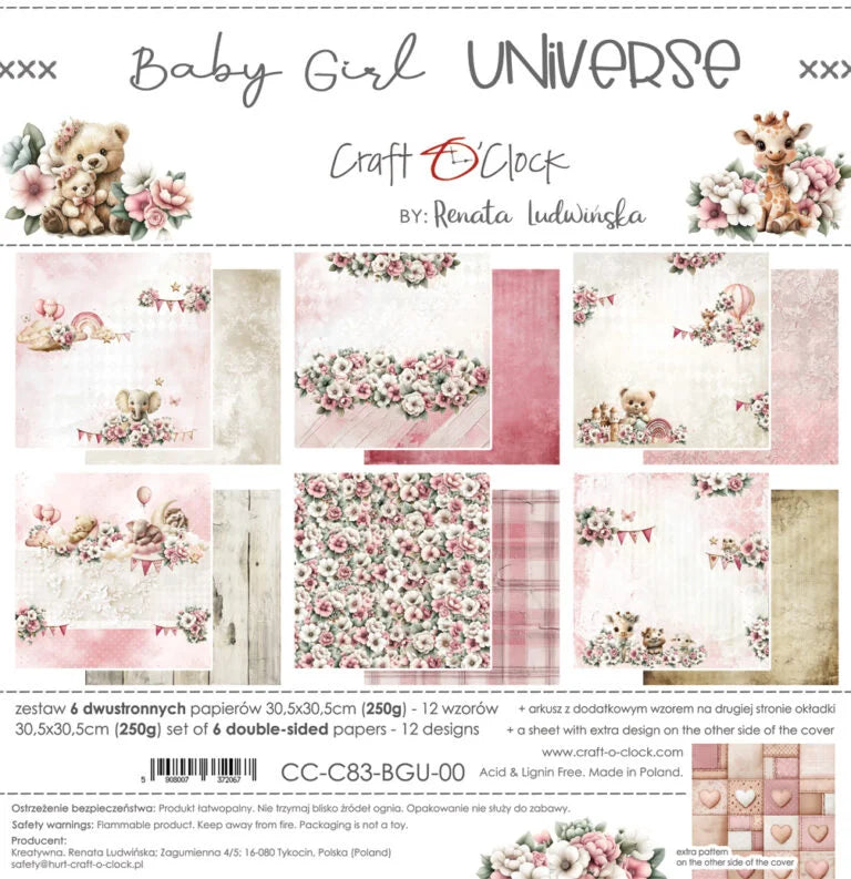 Craft O'Clock -  Baby Girl Universe 12"x12" Paper Collection Pack
