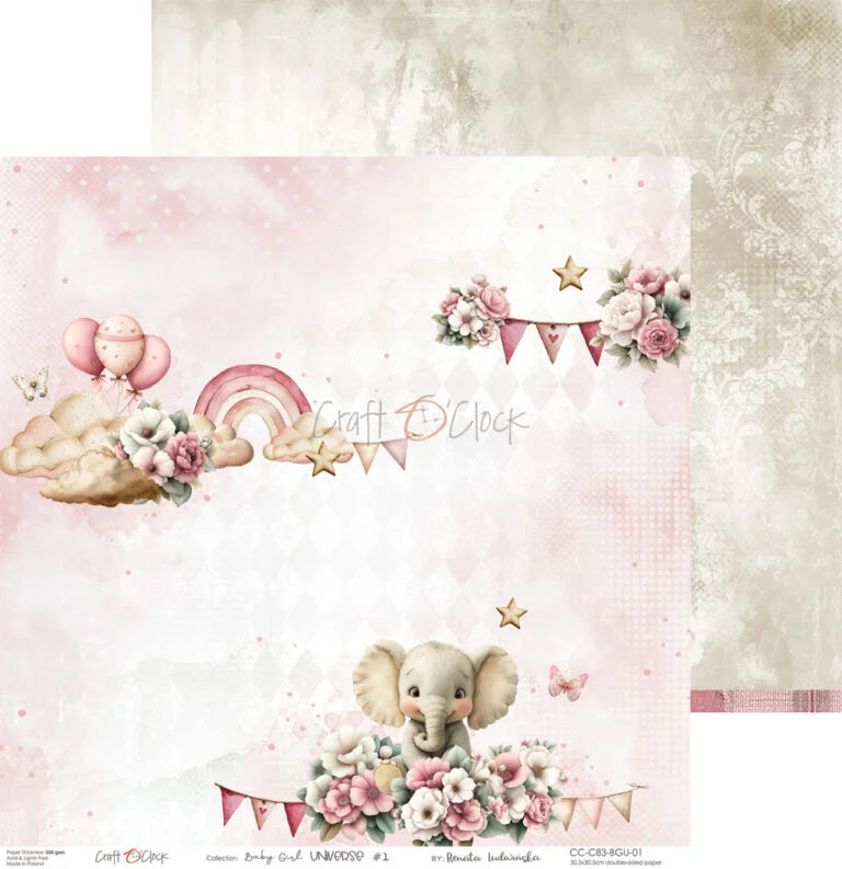Craft O'Clock -  Baby Girl Universe 12"x12" Paper Collection Pack