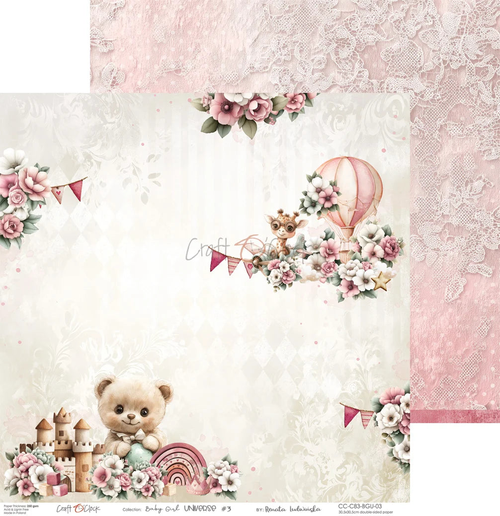 Craft O'Clock -  Baby Girl Universe 12"x12" Paper Collection Pack