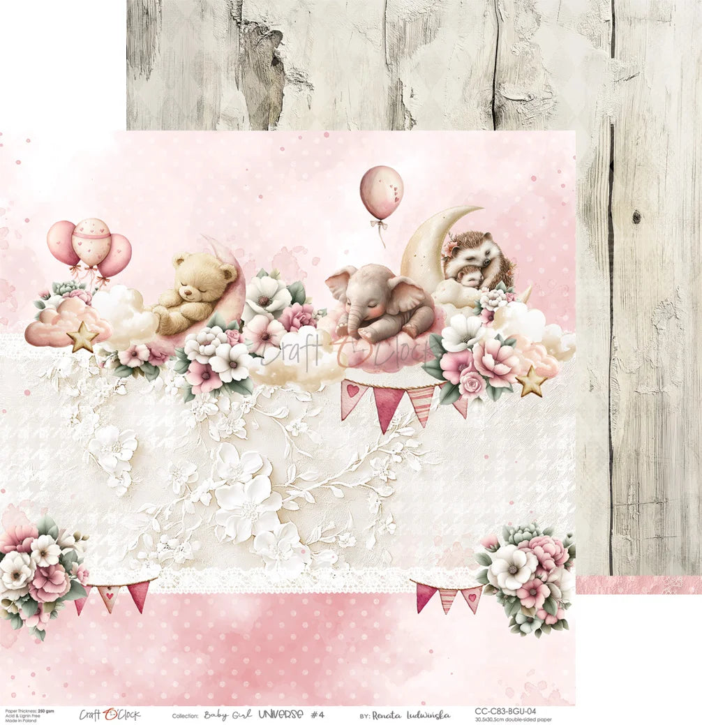 Craft O'Clock -  Baby Girl Universe 12"x12" Paper Collection Pack
