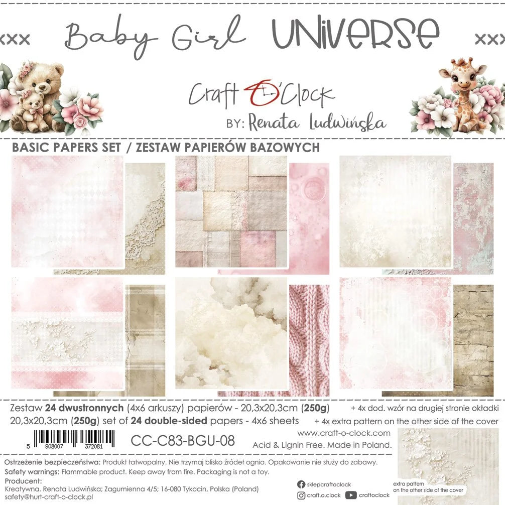Craft O'Clock - Baby Girl Universe 8"x 8" Paper Collection Pack
