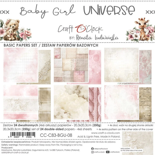 Craft O'Clock - Baby Girl Universe 8"x 8" Paper Collection Pack