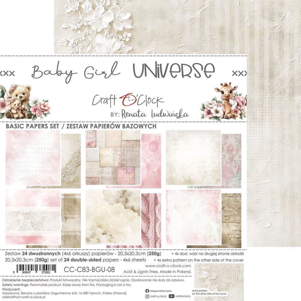 Craft O'Clock - Baby Girl Universe 8"x 8" Paper Collection Pack