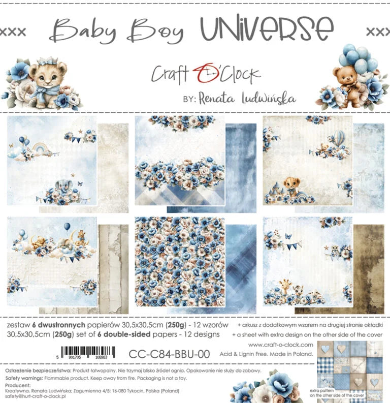 Craft O'Clock -  Baby Boy Universe 12"x12" Paper Collection Pack