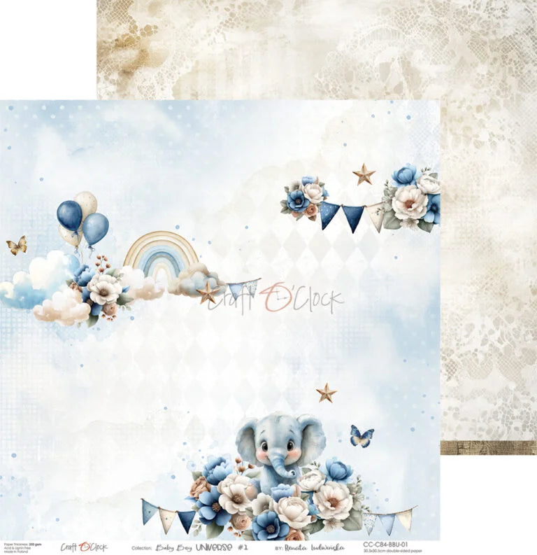 Craft O'Clock -  Baby Boy Universe 12"x12" Paper Collection Pack