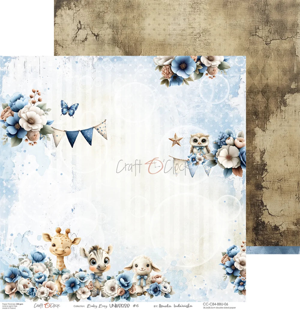 Craft O'Clock -  Baby Boy Universe 12"x12" Paper Collection Pack