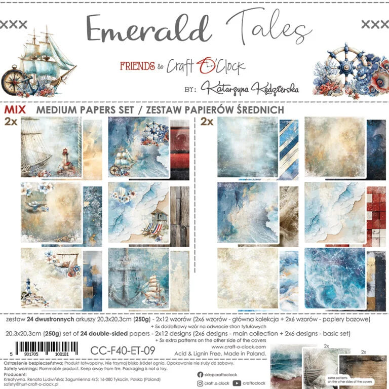 Craft O'Clock - Emerald Tales 8"x 8" Mix Paper Collection Pack