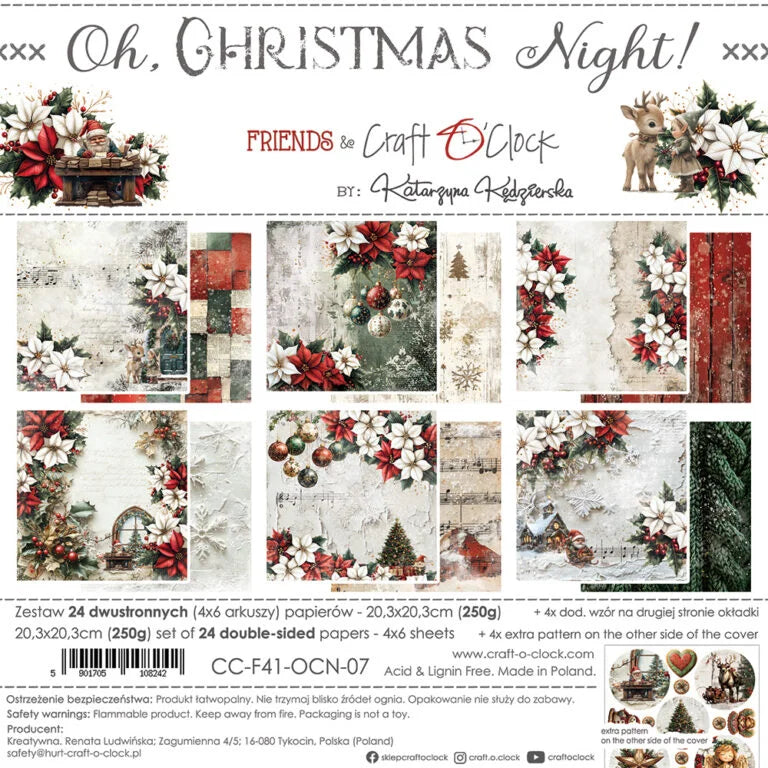 Craft O'Clock - Oh Christmas Night 8"x 8" Mix Paper Collection Pack