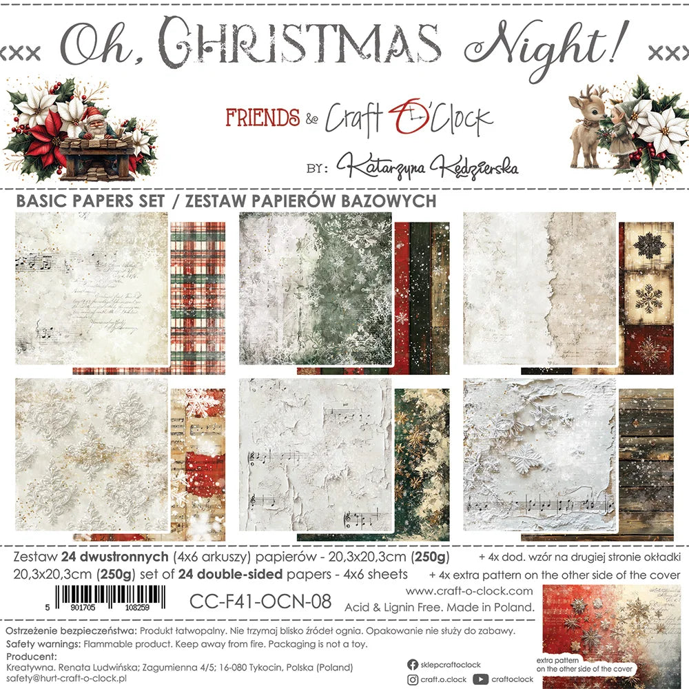 Craft O'Clock - Oh Christmas Night 8"x 8" Mix Paper Collection Pack