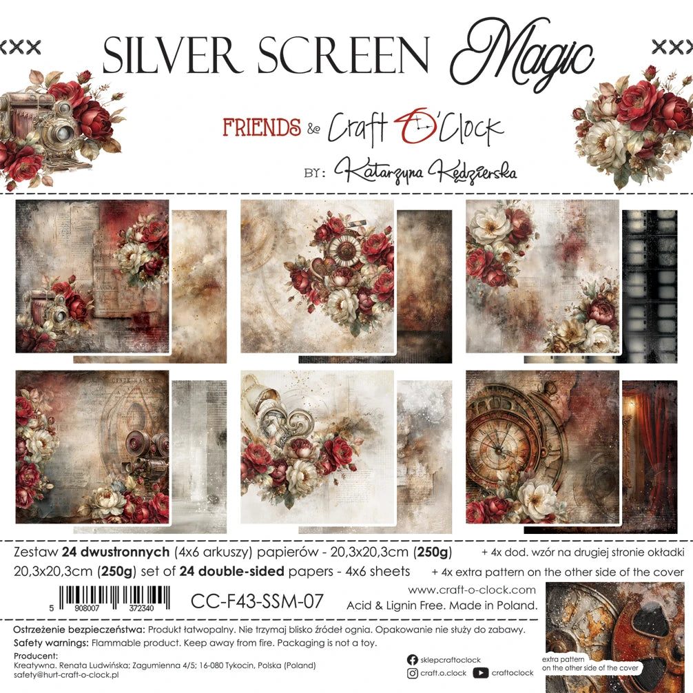 Craft O'Clock - Silver Screen Magic 8"x 8" Mix Paper Collection Pack