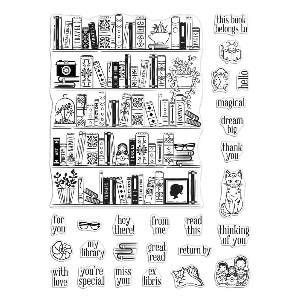 Hero Arts - Clear Stamp Bookcase Peek-A-Boo Parts