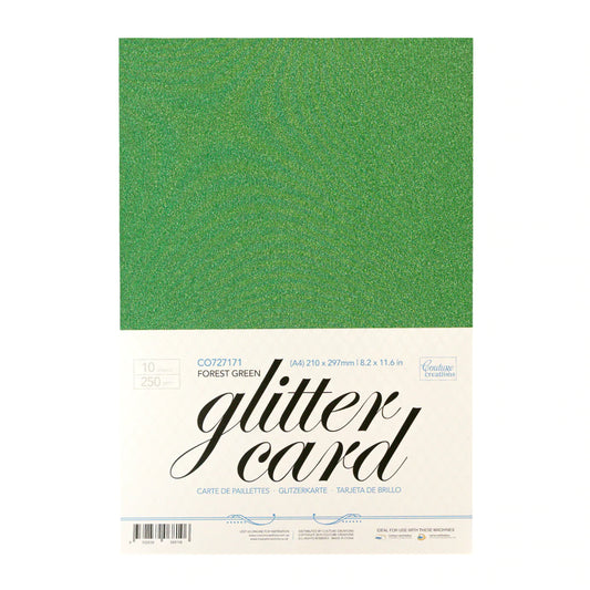 A4 Glitter Card 250gsm - Forest Green