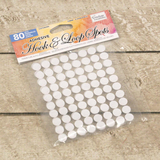 Couture Creations - Adhesive Hook and Loop Spots White 80pc