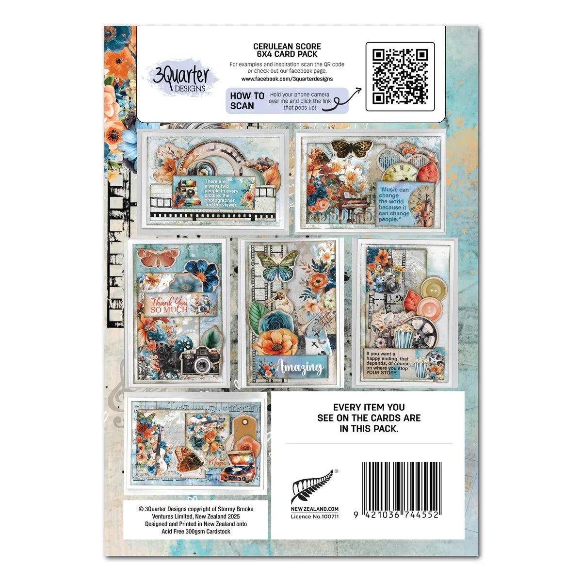3 Quarter Designs - Cerulean Score  6x4 Card Pack