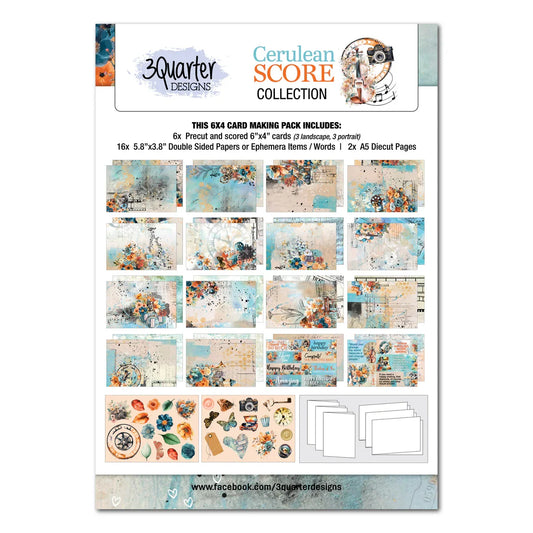 3 Quarter Designs - Cerulean Score  6x4 Card Pack