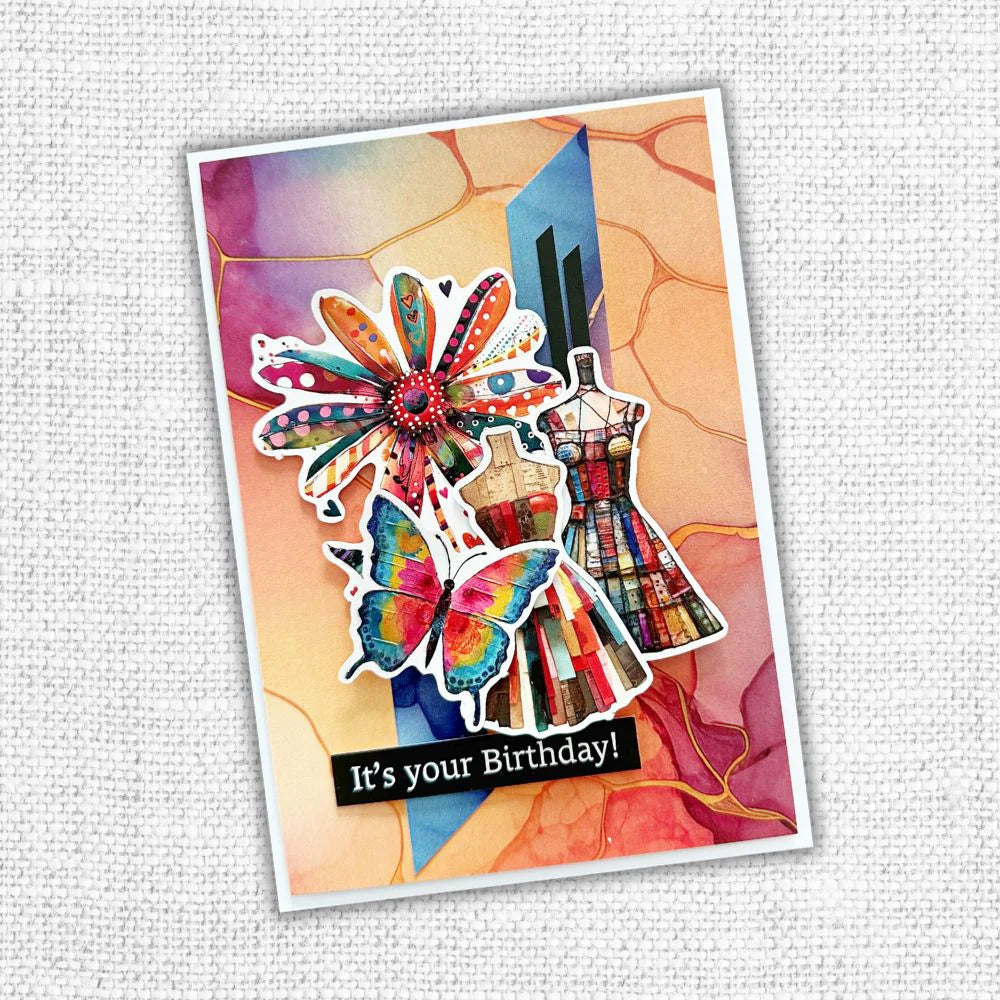 Paper Rose Embossed Die Cuts - Inky Colour