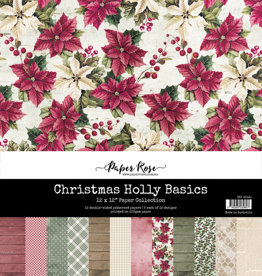 Paper Rose - Christmas Holly Basics 12 x 12  Paper Collection
