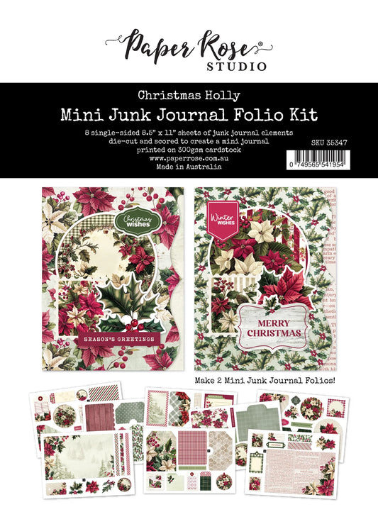 Paper Rose - Mini Junk Journal Folio Kit - Christmas Holly