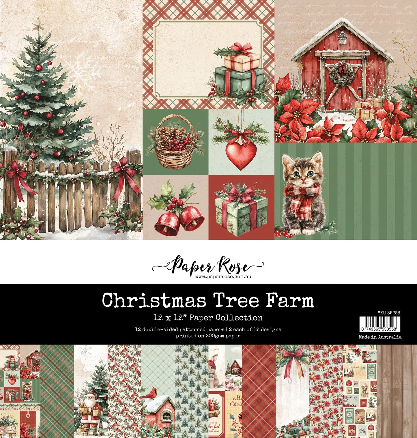 Paper Rose -Christmas Tree Farm  12 x 12  Paper Collection 