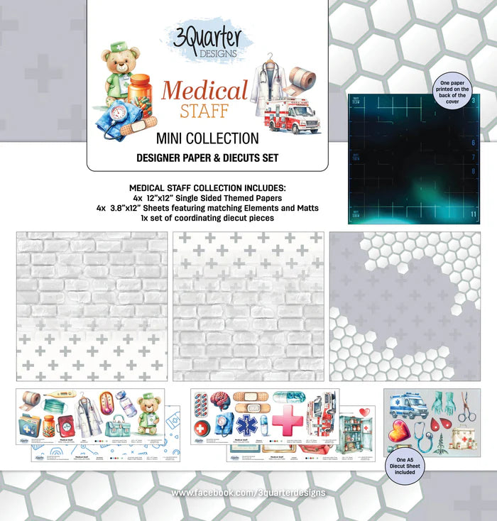3 Quarter Designs - Medical Staff Mini Collection Designer Paper &amp; Diecuts Set &amp; Tuck n Play Mini Set