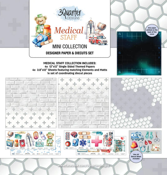 3 Quarter Designs - Medical Staff Mini Collection Designer Paper &amp; Diecuts Set &amp; Tuck n Play Mini Set