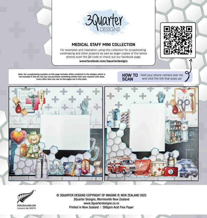 3 Quarter Designs - Medical Staff Mini Collection Designer Paper &amp; Diecuts Set &amp; Tuck n Play Mini Set