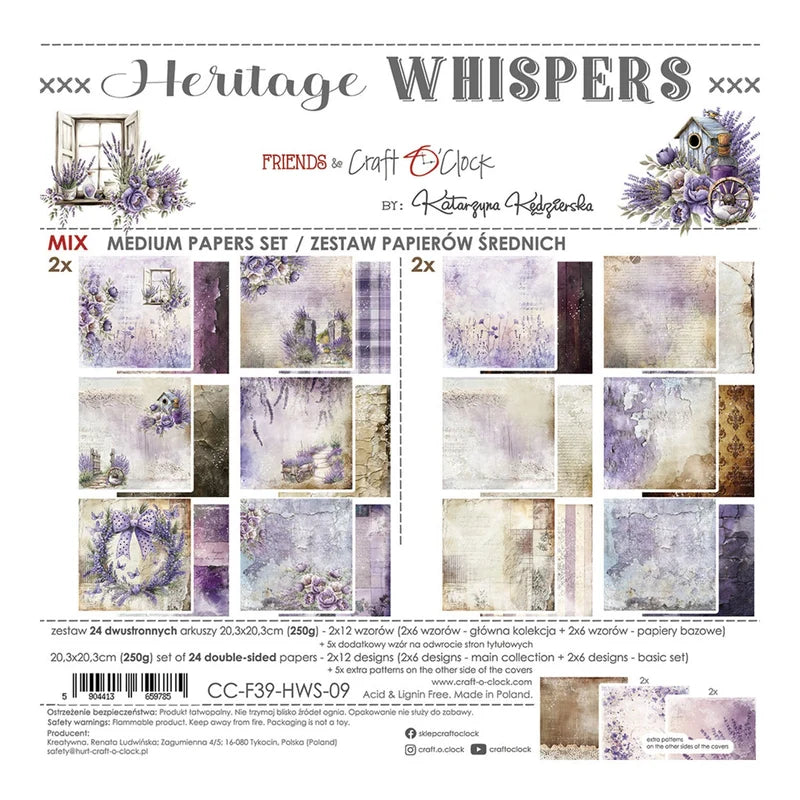 Craft O'Clock - Heritage Whispers 8"x 8" Paper Collection Pack