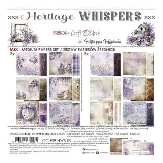Craft O'Clock - Heritage Whispers 8"x 8" Paper Collection Pack