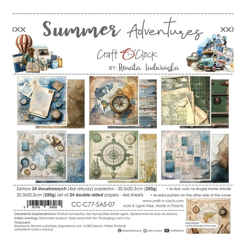 Craft O'Clock -  Summer Adventures 8"x 8" Paper Collection Pack