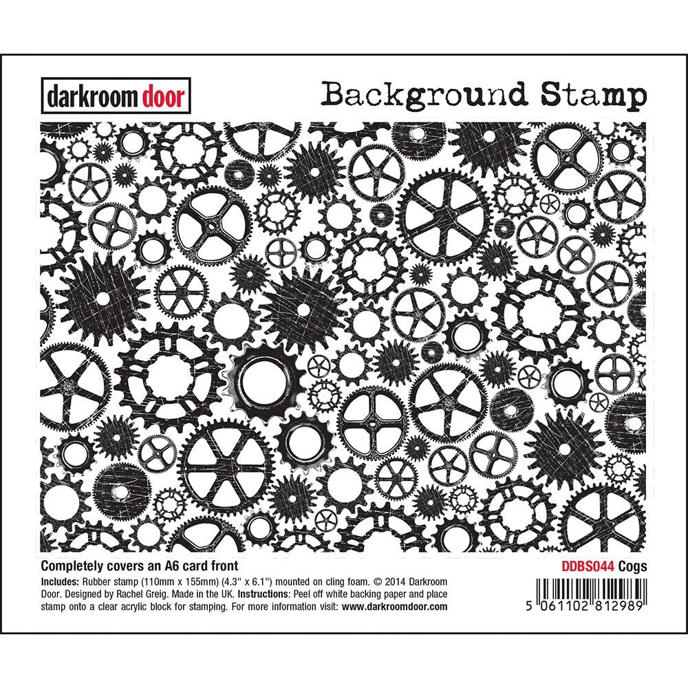 Rubber Stamp - Darkroom Door - Background Stamp - Cogs