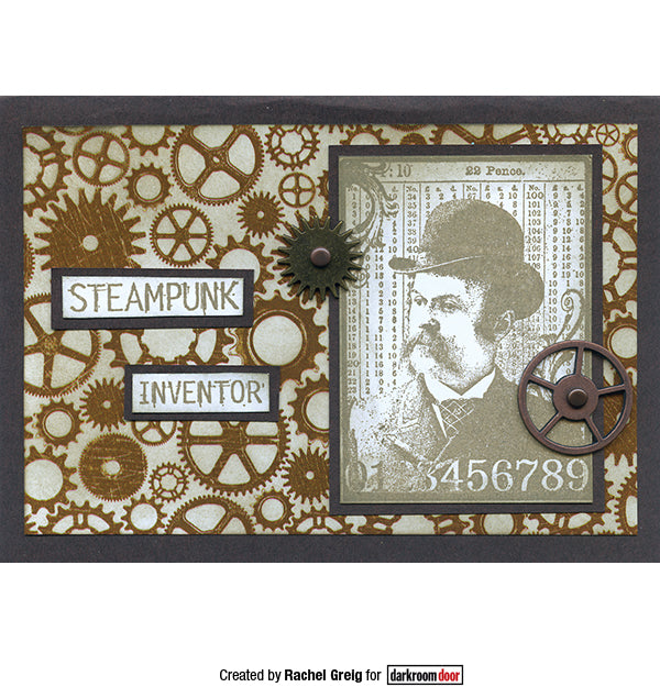 Rubber Stamp - Darkroom Door - Background Stamp - Cogs