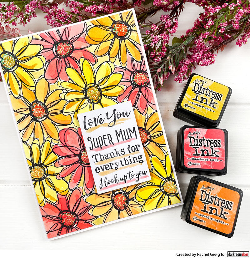 Rubber Stamp - Darkroom Door - Background Stamp -Daisy Delight
