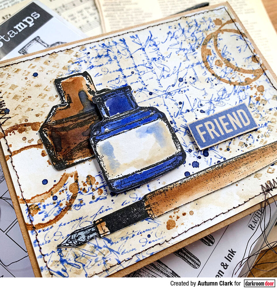 Rubber Stamp - Darkroom Door - Background Stamp - Layered Handwriting