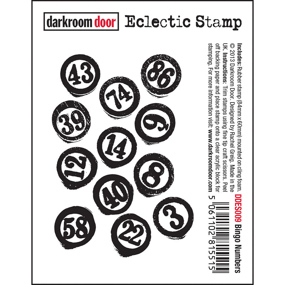 Rubber Stamp - Darkroom Door - Eclectic Stamp - Bingo Numbers