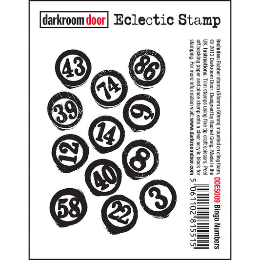 Rubber Stamp - Darkroom Door - Eclectic Stamp - Bingo Numbers