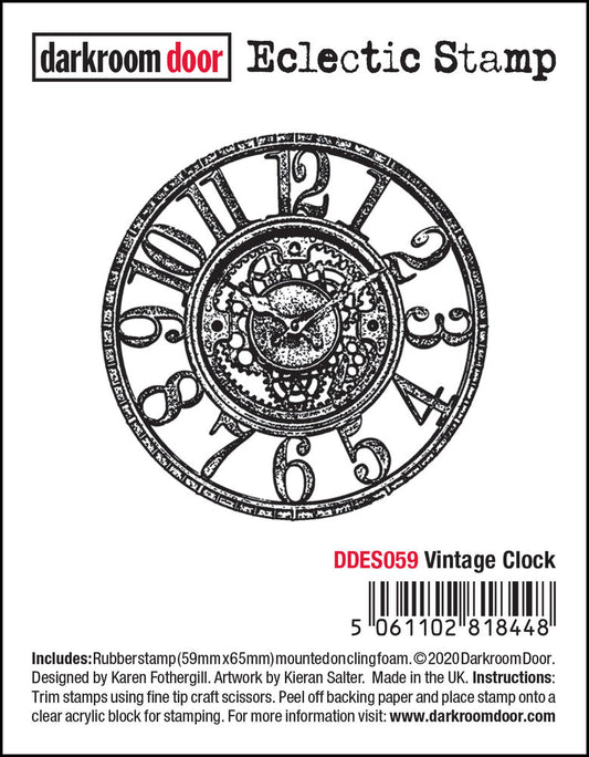 Rubber Stamp - Darkroom Door - Eclectic Stamp - Vintage Clock