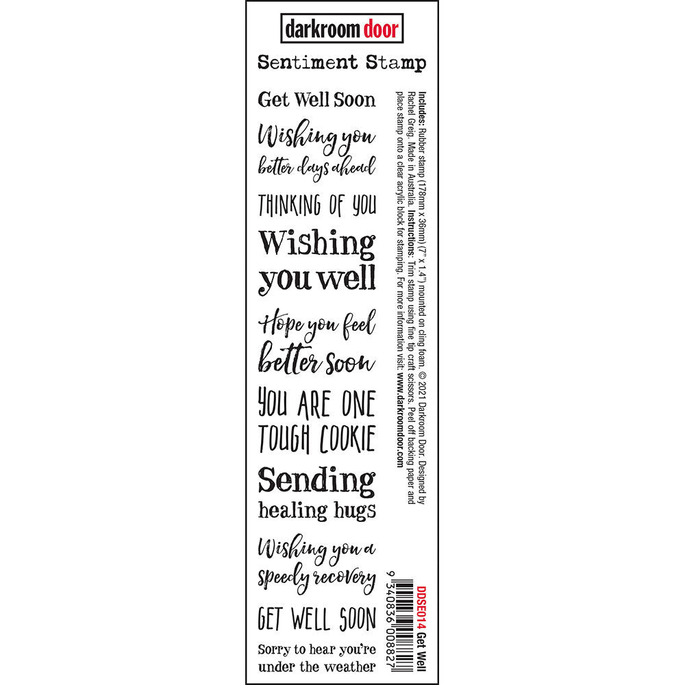 Rubber Stamp - Darkroom Door - Sentiment Stamp - Get Well Soon