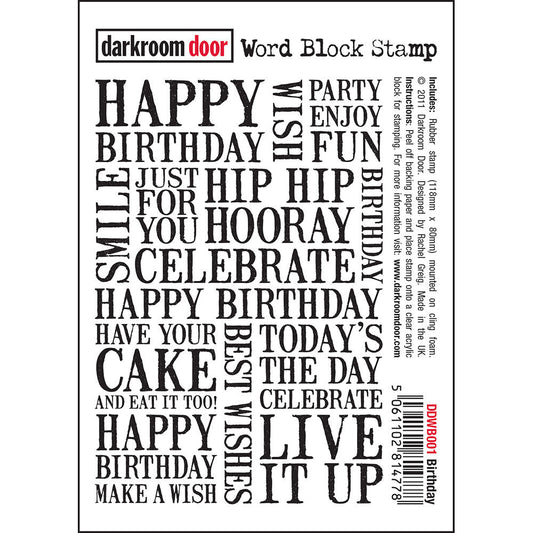 Rubber Stamp - Darkroom Door - Word Block Stamp - Birthday