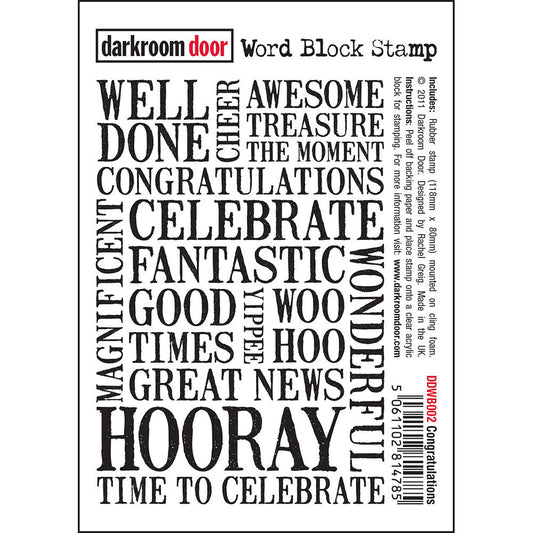 Rubber Stamp - Darkroom Door - Word Block Stamp - Congratulations