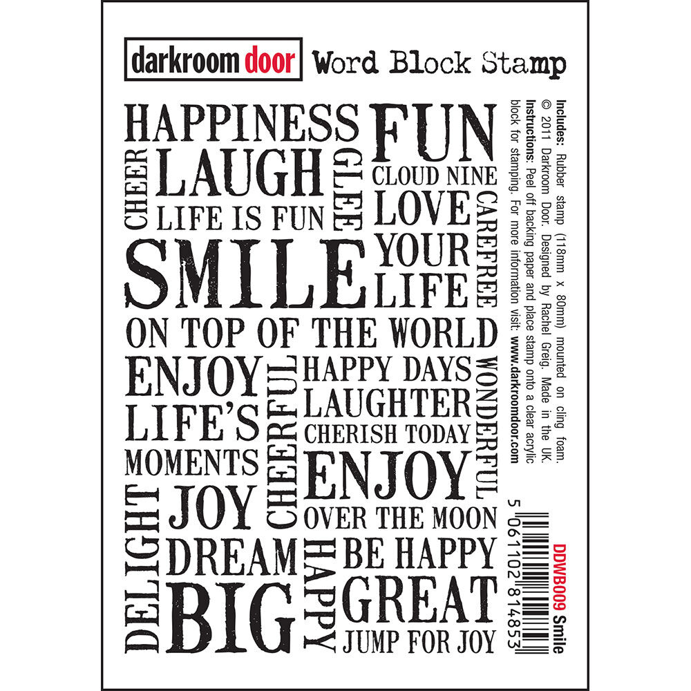Rubber Stamp - Darkroom Door - Word Block Stamp - Smile