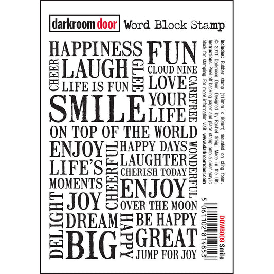 Rubber Stamp - Darkroom Door - Word Block Stamp - Smile