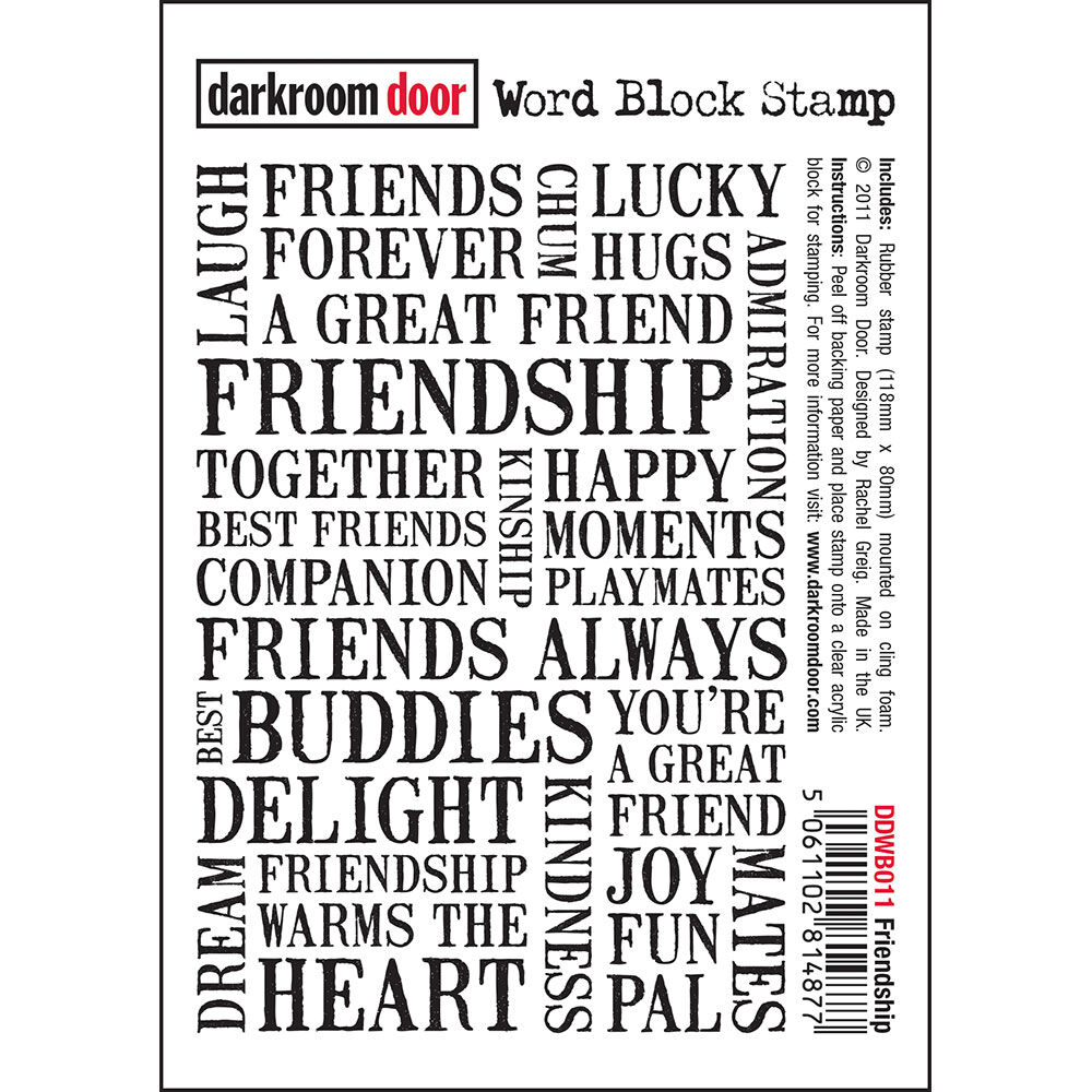 Rubber Stamp - Darkroom Door - Word Block Stamp - Friendship