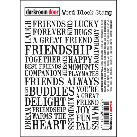 Rubber Stamp - Darkroom Door - Word Block Stamp - Friendship