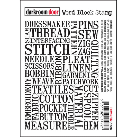 Rubber Stamp - Darkroom Door - Word Block Stamp - Stitch