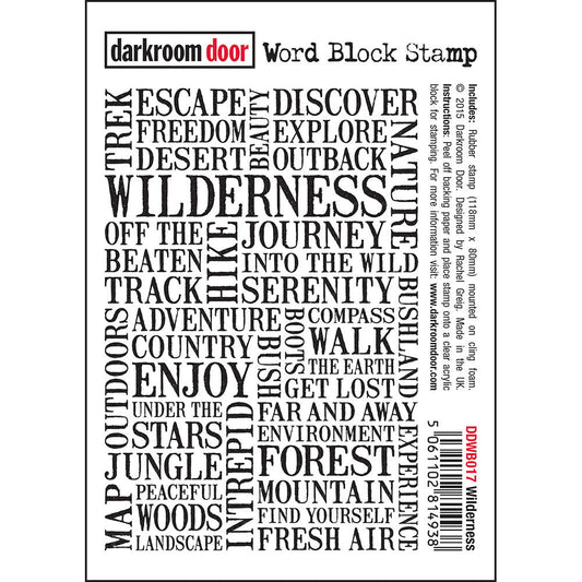 Rubber Stamp - Darkroom Door - Word Block Stamp - Wilderness