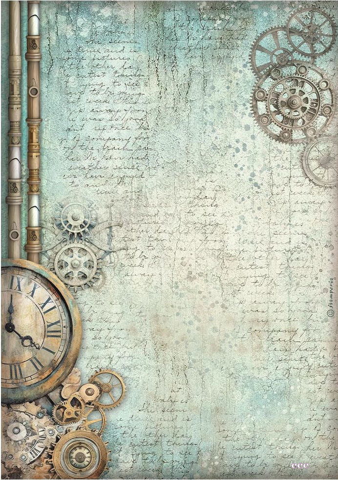 Stamperia - Rice Paper - Master Of Magic Clock - A4 Sheet